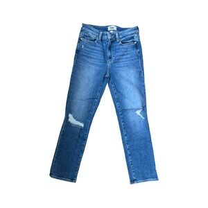 Paige Cindy Ripped Straight Leg Jeans In Speak Easy Destructed